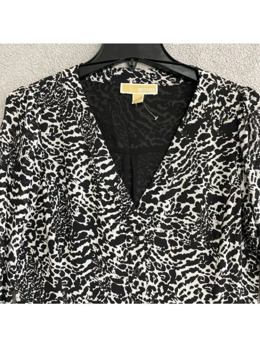 NWOT Michael Kors Women's S  Animal Print Button Front Chiffon Midi Dress J1941